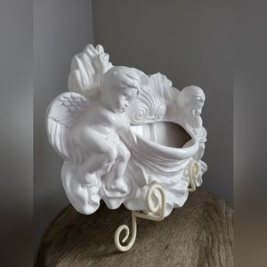 Ceramic Cherub Pocket Wall Art
